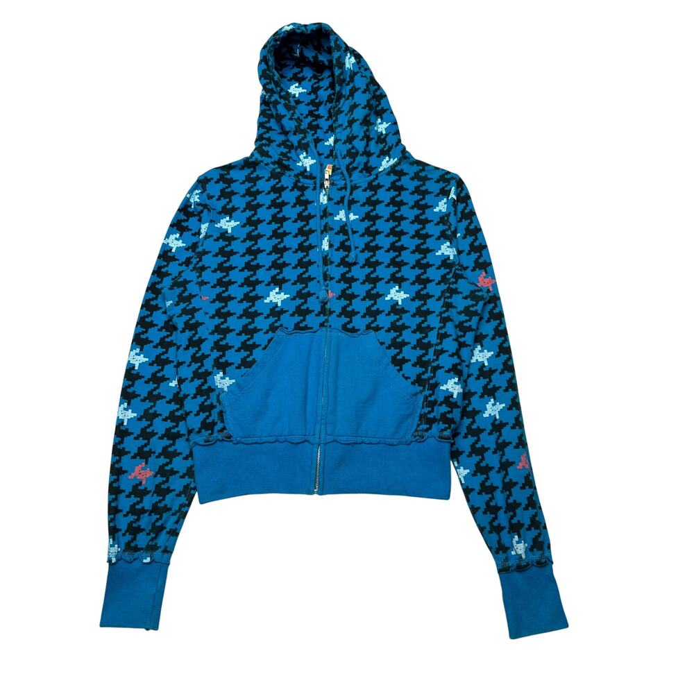 Vintage Loyal Army Zip Hoodie Women's Large Arcade Houndstooth 90s Y2K Emo